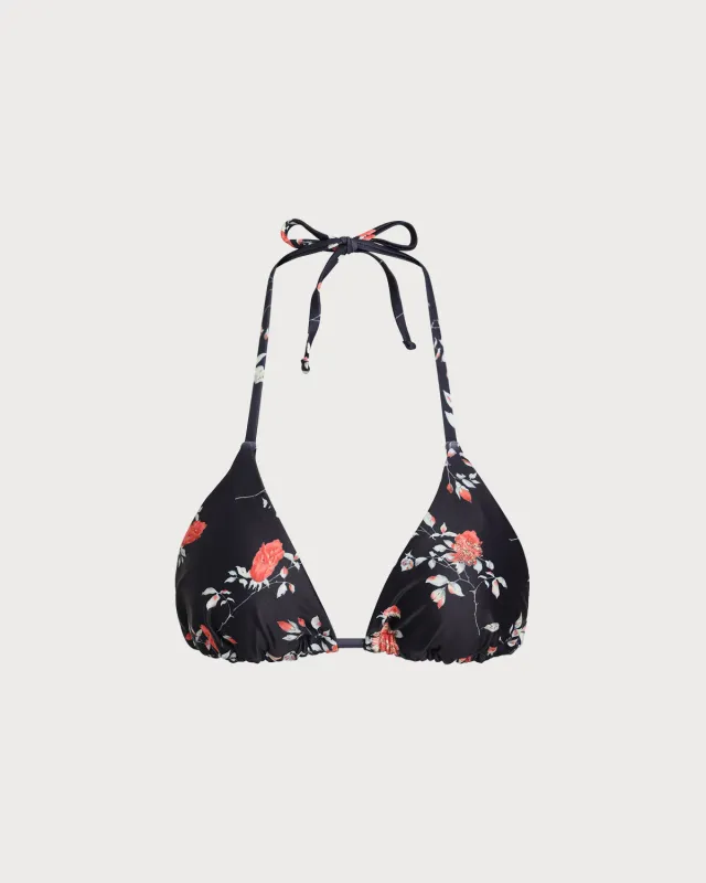 Black Floral Bralette Bikini Top sold by rihoas