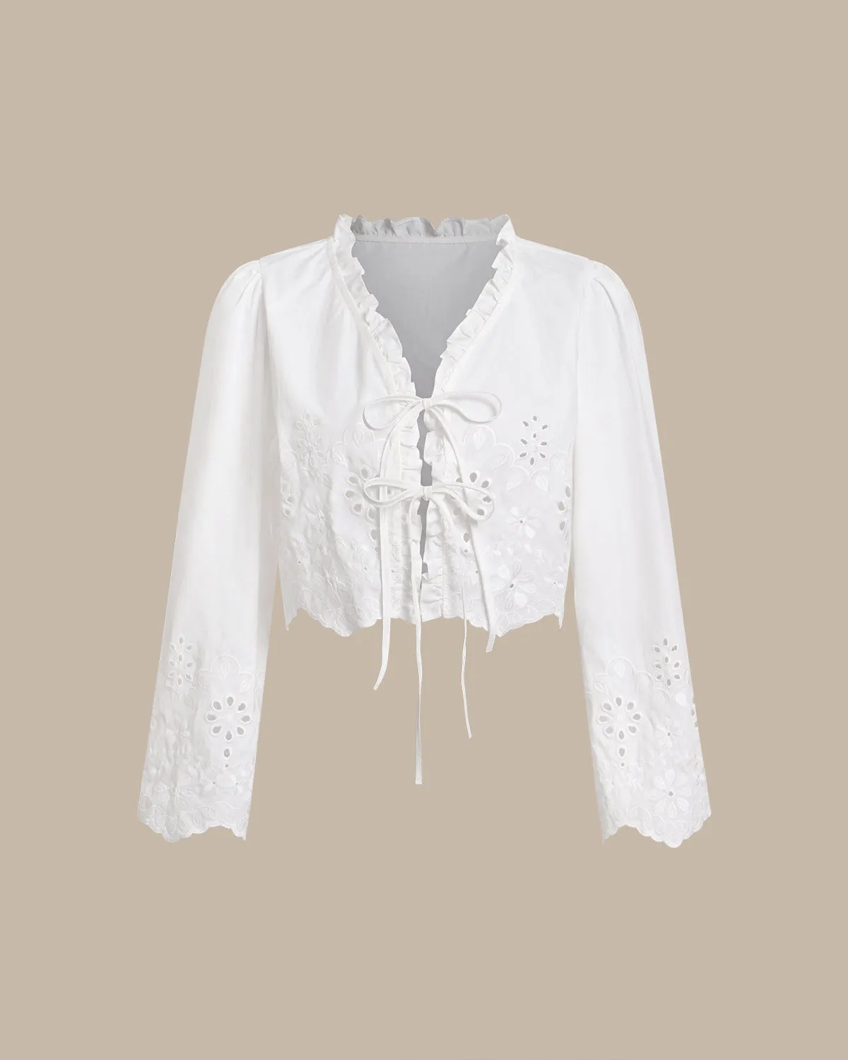 White Floral Cropped Blouse sold by rihoas