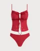 Rose Red Hollow Tankini Tankini Set sold by rihoas