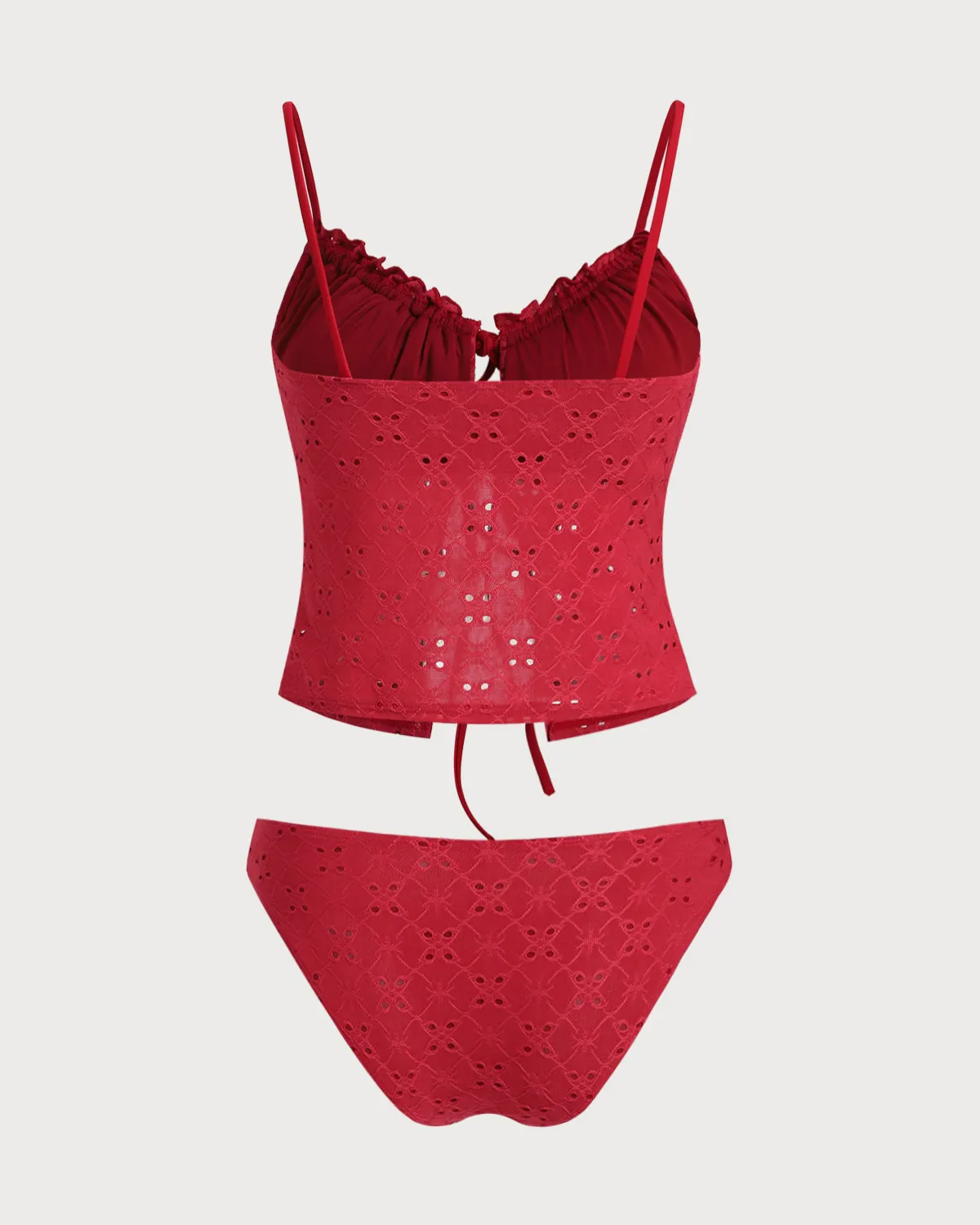 Rose Red Hollow Tankini Tankini Set sold by rihoas product image thumbnail 2