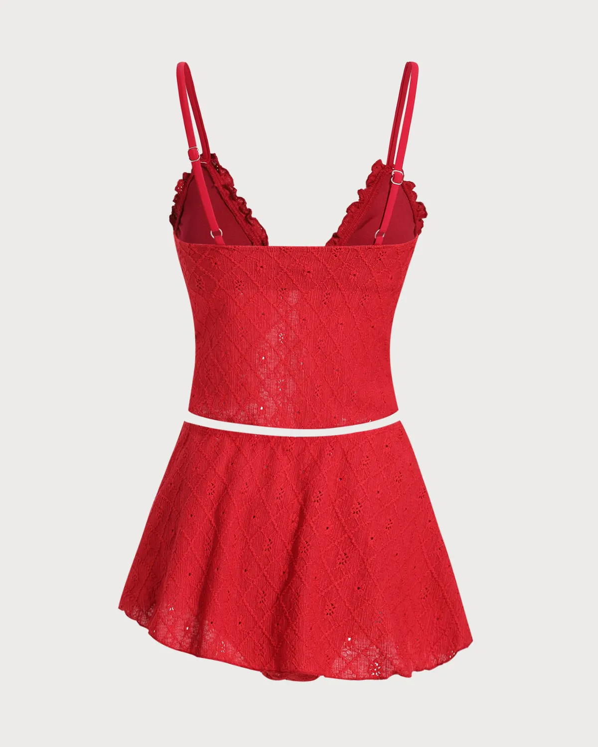 Red Front Tie Tankini Three-Piece Tankini Set sold by rihoas product image thumbnail 3