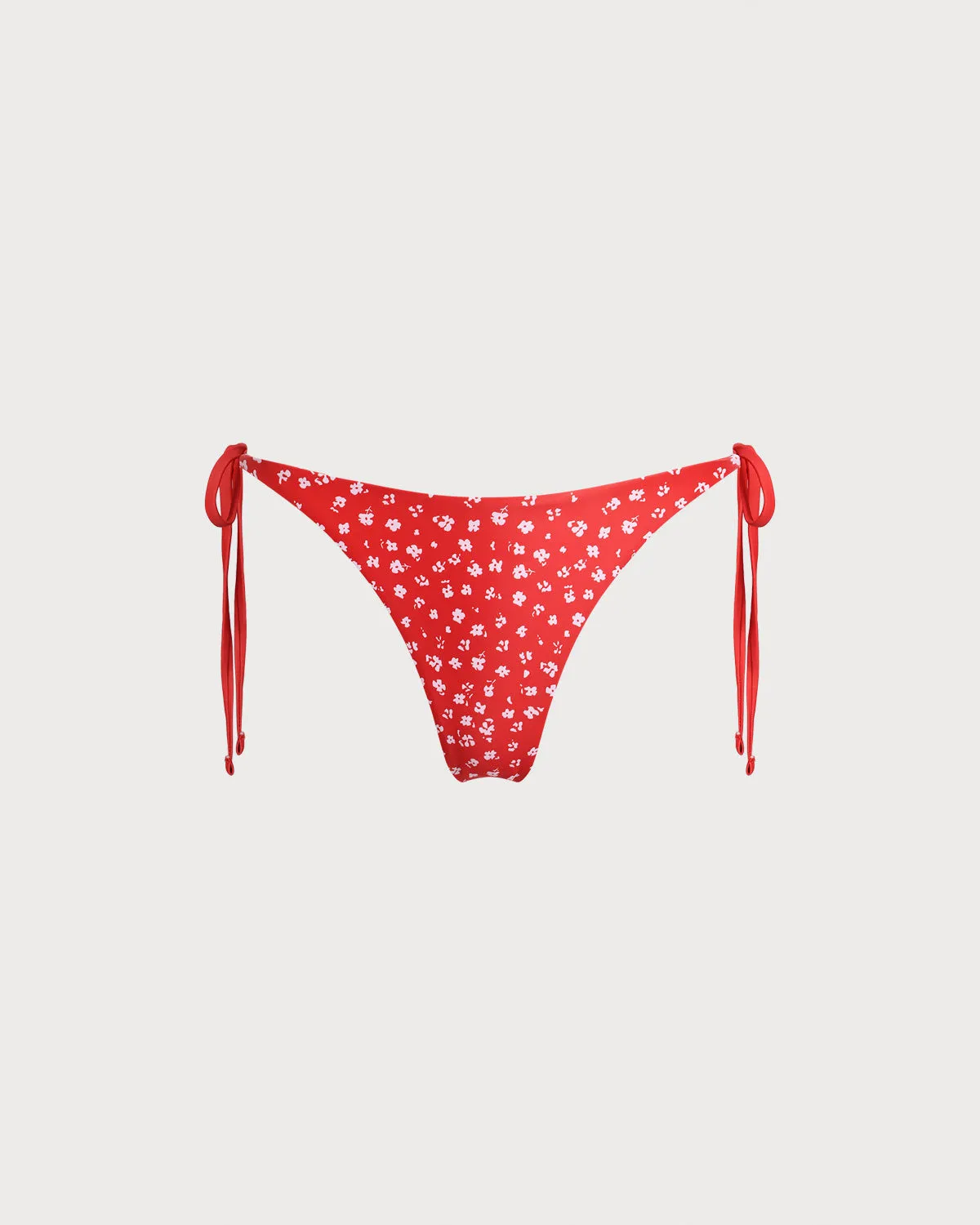 Red Floral Drawstring Bikini Bottom sold by rihoas