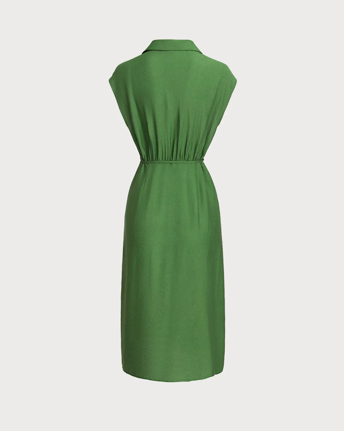 Green Cowl Sleeve Button Midi Dress sold by rihoas product image thumbnail 2