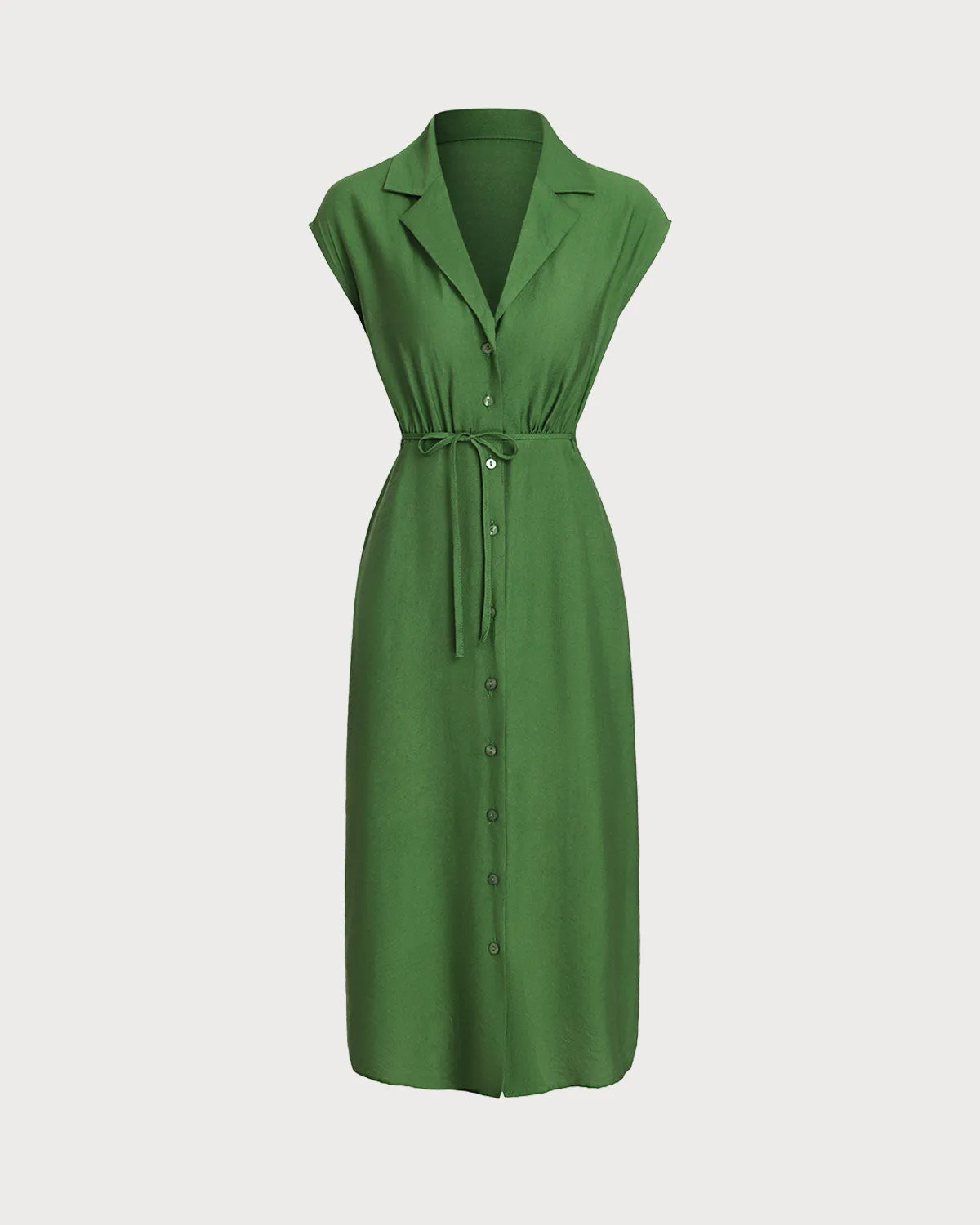Green Cowl Sleeve Button Midi Dress sold by rihoas