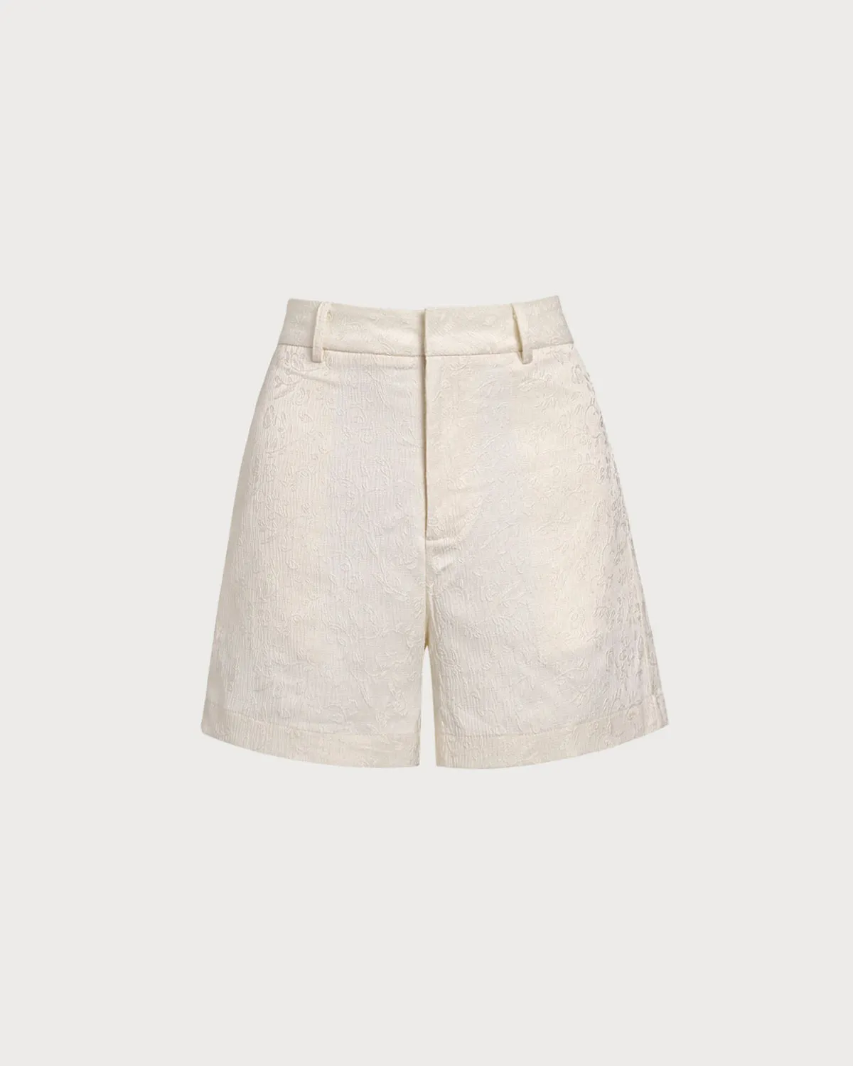 White Jacquard Shorts sold by rihoas