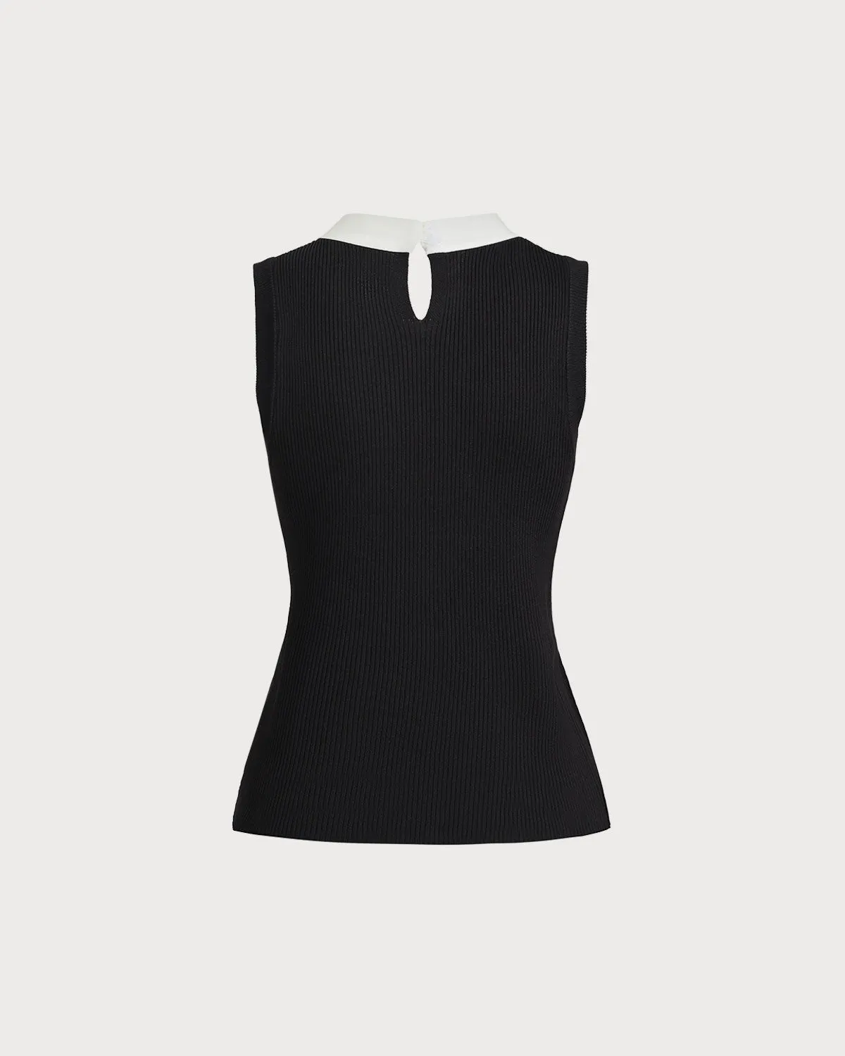 Black Contrast Mock Neck Tank Top sold by rihoas product image thumbnail 2