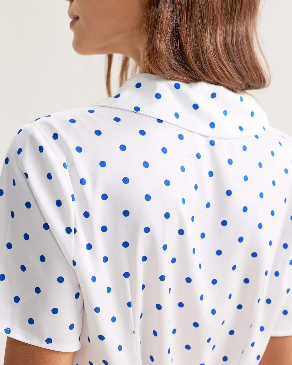 Blue Polka Dot Button Blouse sold by rihoas product image thumbnail 3
