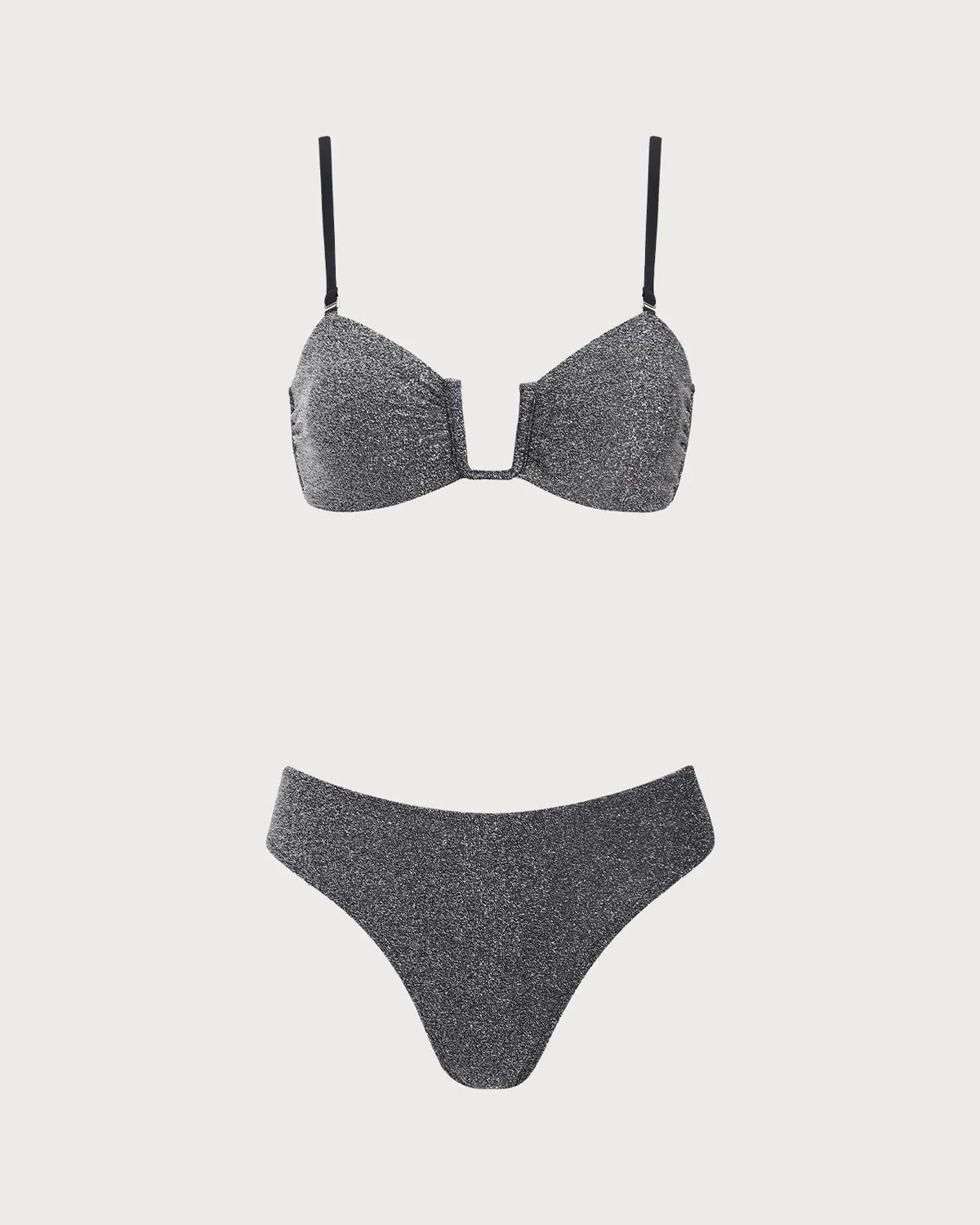 Black Lurex U-Shaped Bikini Set sold by rihoas product image thumbnail 5
