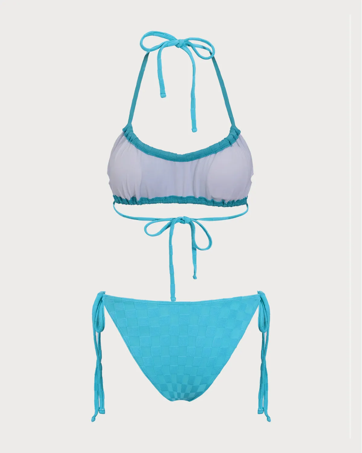 Blue Checkered Ruched Bikini Set sold by rihoas product image thumbnail 2