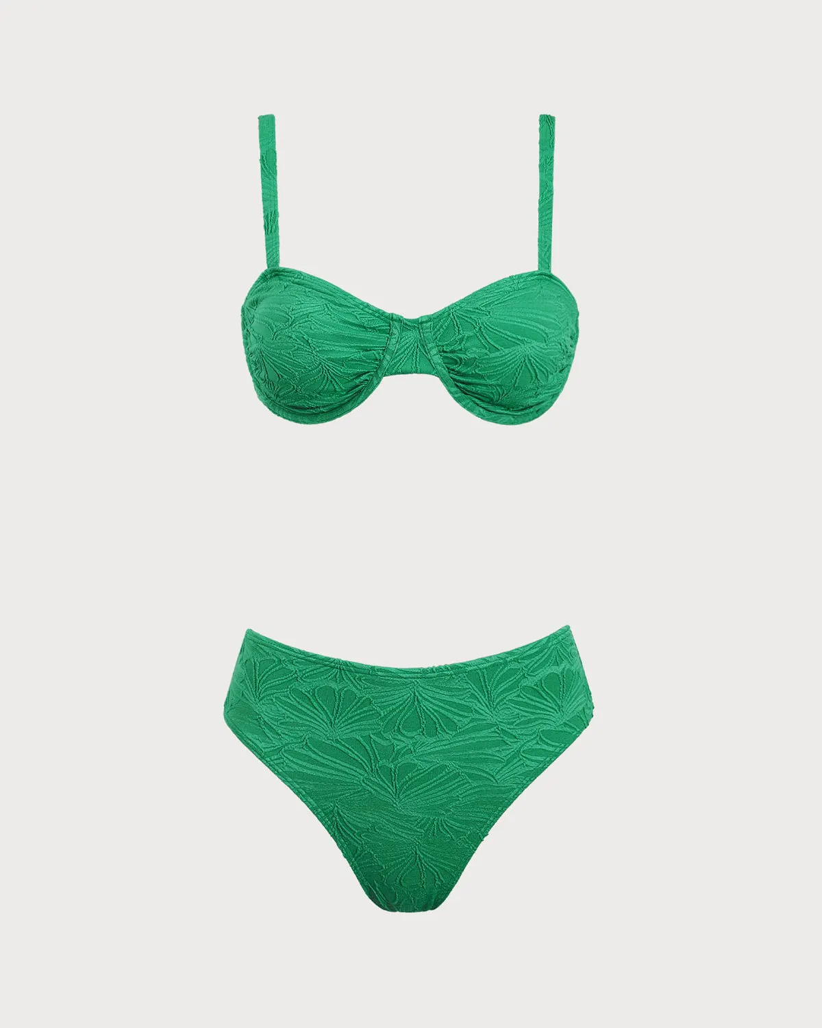 Green Textured Underwire Bikini Set sold by rihoas