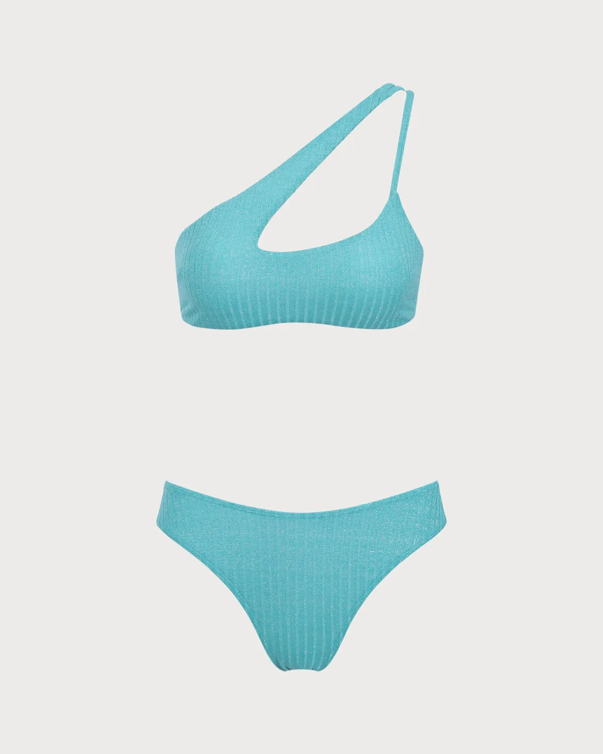 Green Glitter One Shoulder Bikini Set sold by rihoas