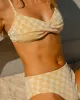Yellow Plaid Bralette Bikini Set sold by rihoas