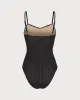 Black Hollow Wrinkled One-Piece Swimsuit sold by rihoas