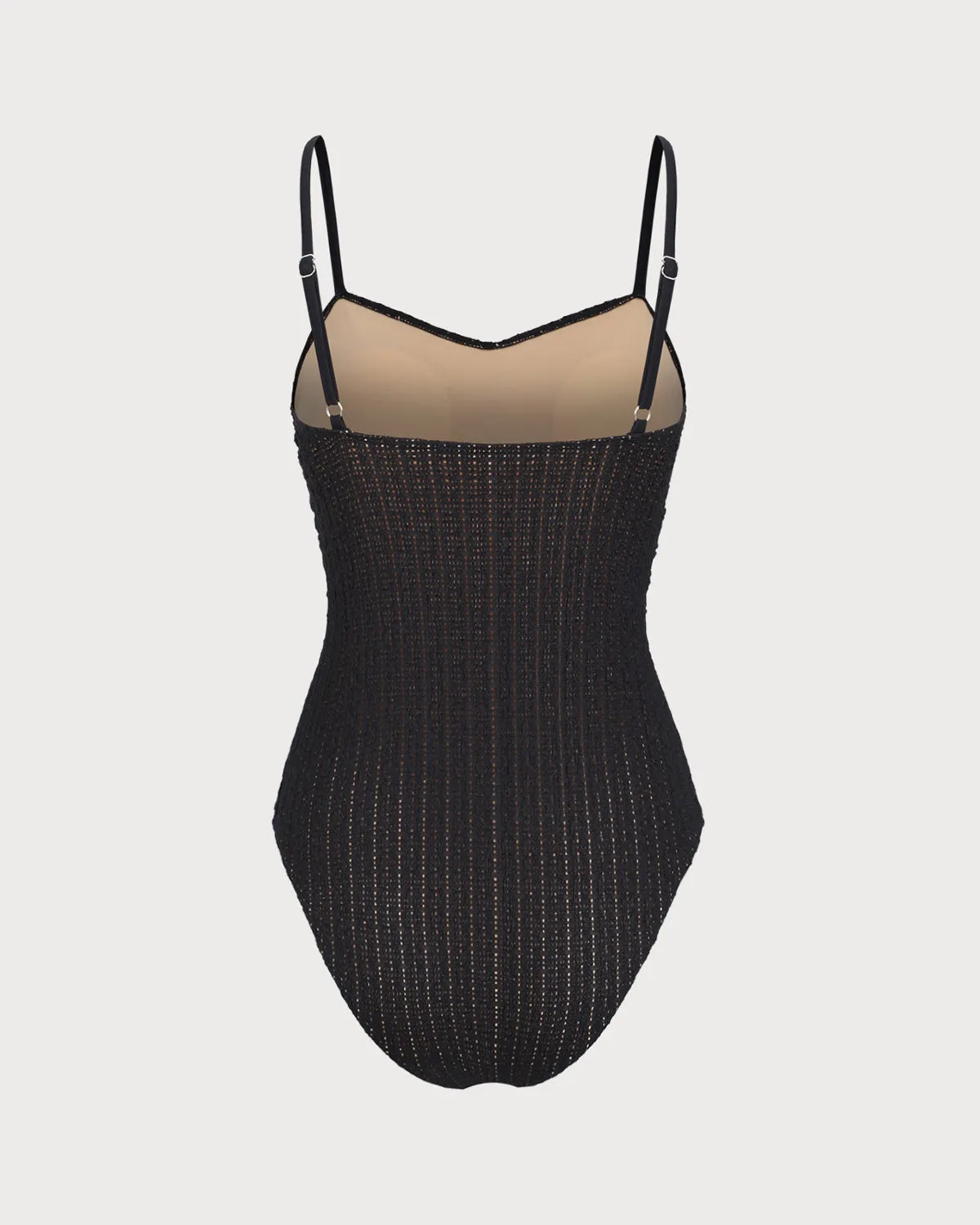 Black Hollow Wrinkled One-Piece Swimsuit sold by rihoas product image thumbnail 2