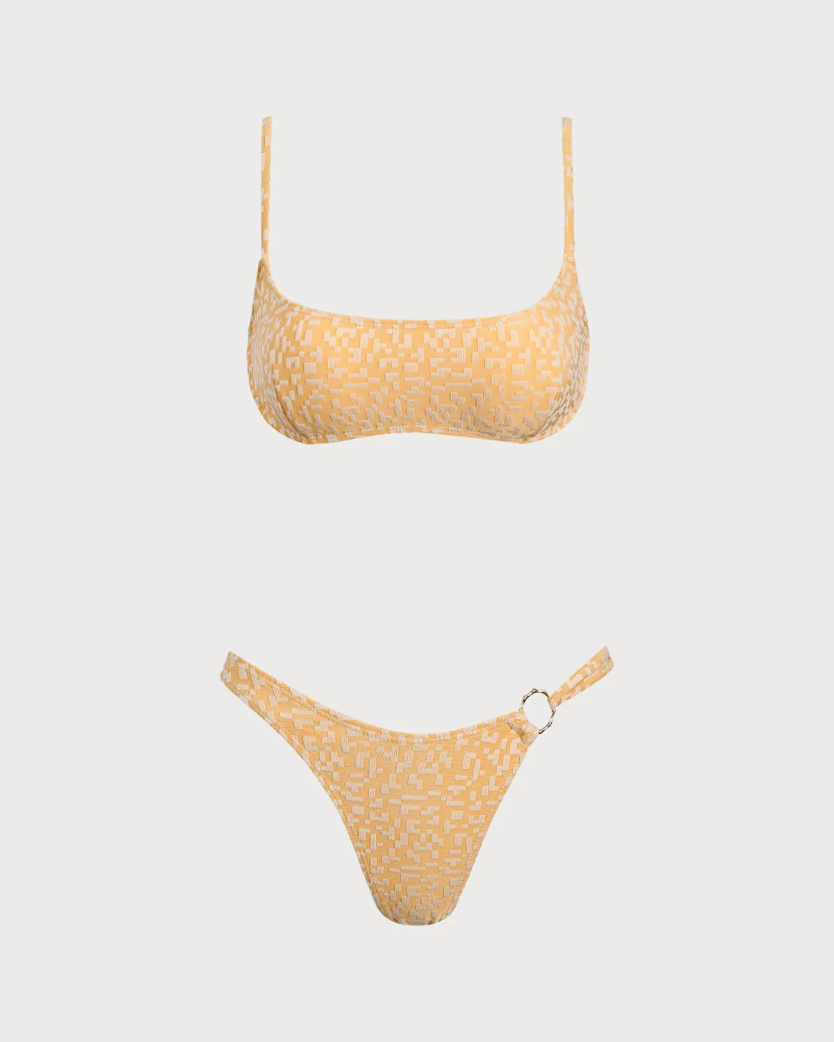 Yellow Geometric Bralette Bikini Set sold by rihoas