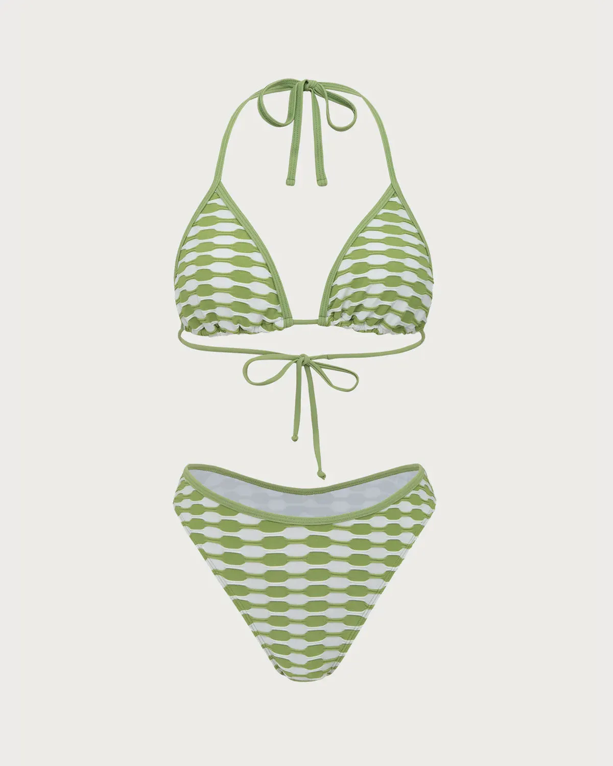 Green Geometric Halter Bikini Set sold by rihoas product image thumbnail 5