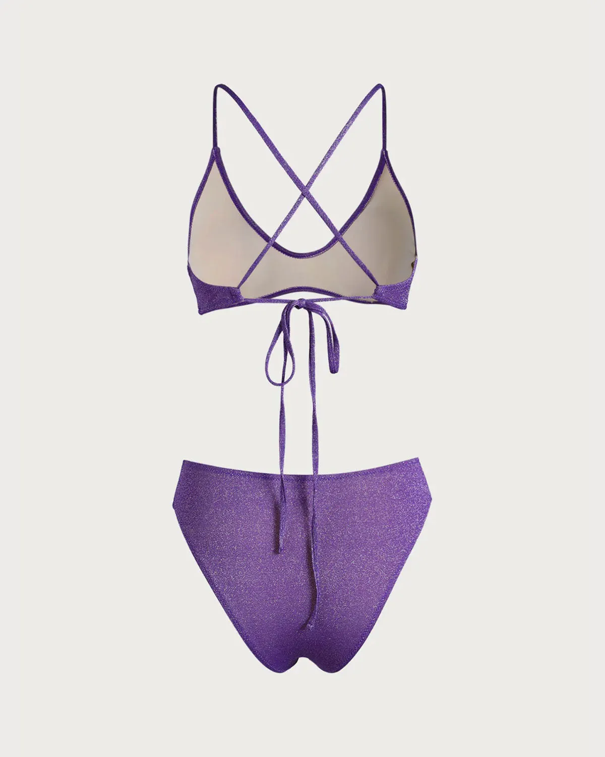Purple Cross Back Lurex Bikini Set sold by rihoas product image thumbnail 2
