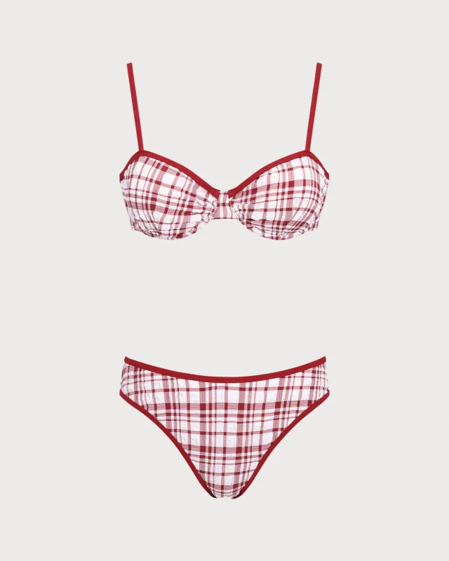 Red Contrast Underwire Bikini Set sold by rihoas