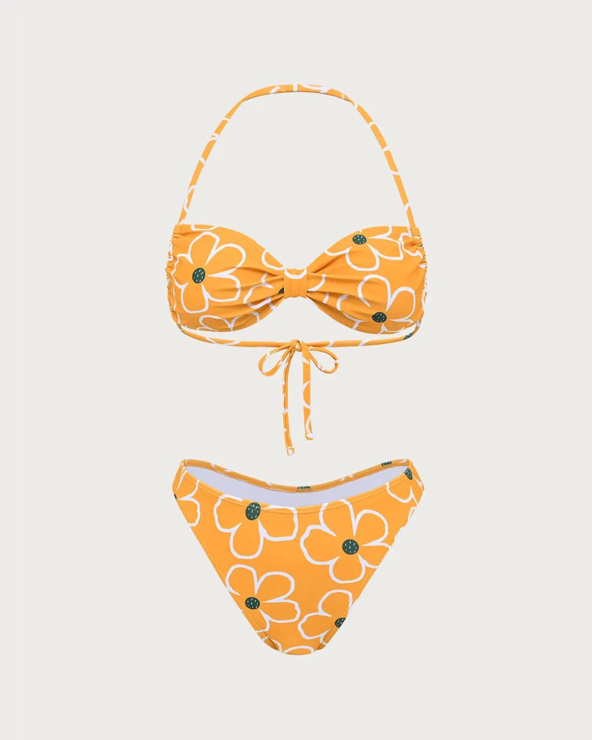 Orange Floral Triangle Bikini Set sold by rihoas product image thumbnail 4