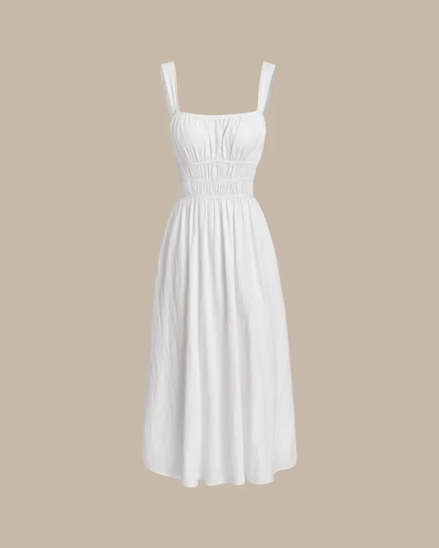 White Ruched Slip Maxi Dress sold by rihoas