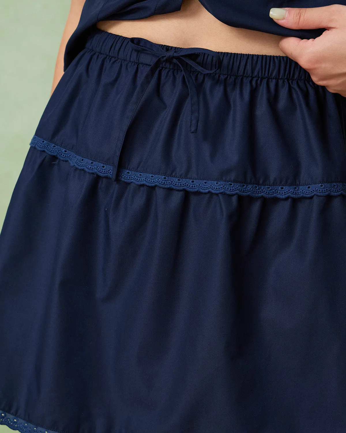 Blue High-Waisted A-Line Mini Skirt sold by rihoas product image thumbnail 2