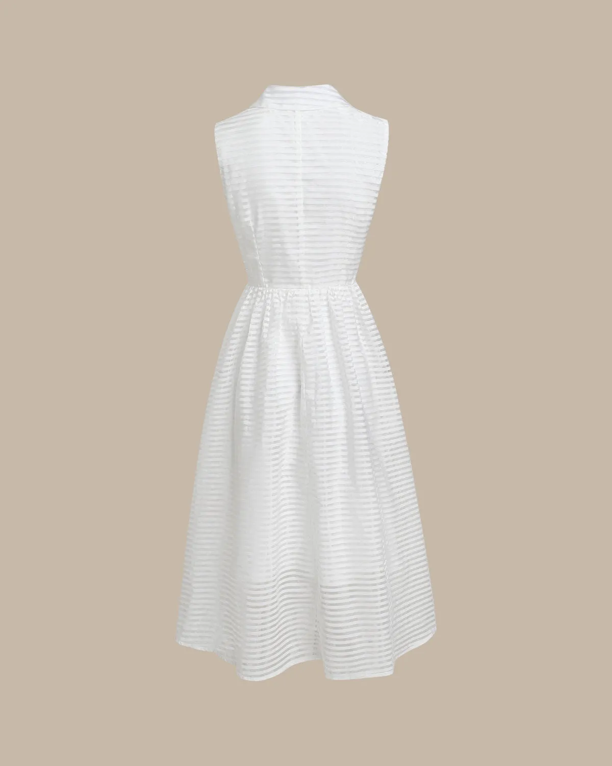 White Striped Sleeveless Midi Dress sold by rihoas product image thumbnail 2