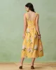 Yellow Floral A-Line Slip Midi Dress sold by rihoas