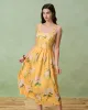 Yellow Floral A-Line Slip Midi Dress sold by rihoas