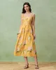Yellow Floral A-Line Slip Midi Dress sold by rihoas
