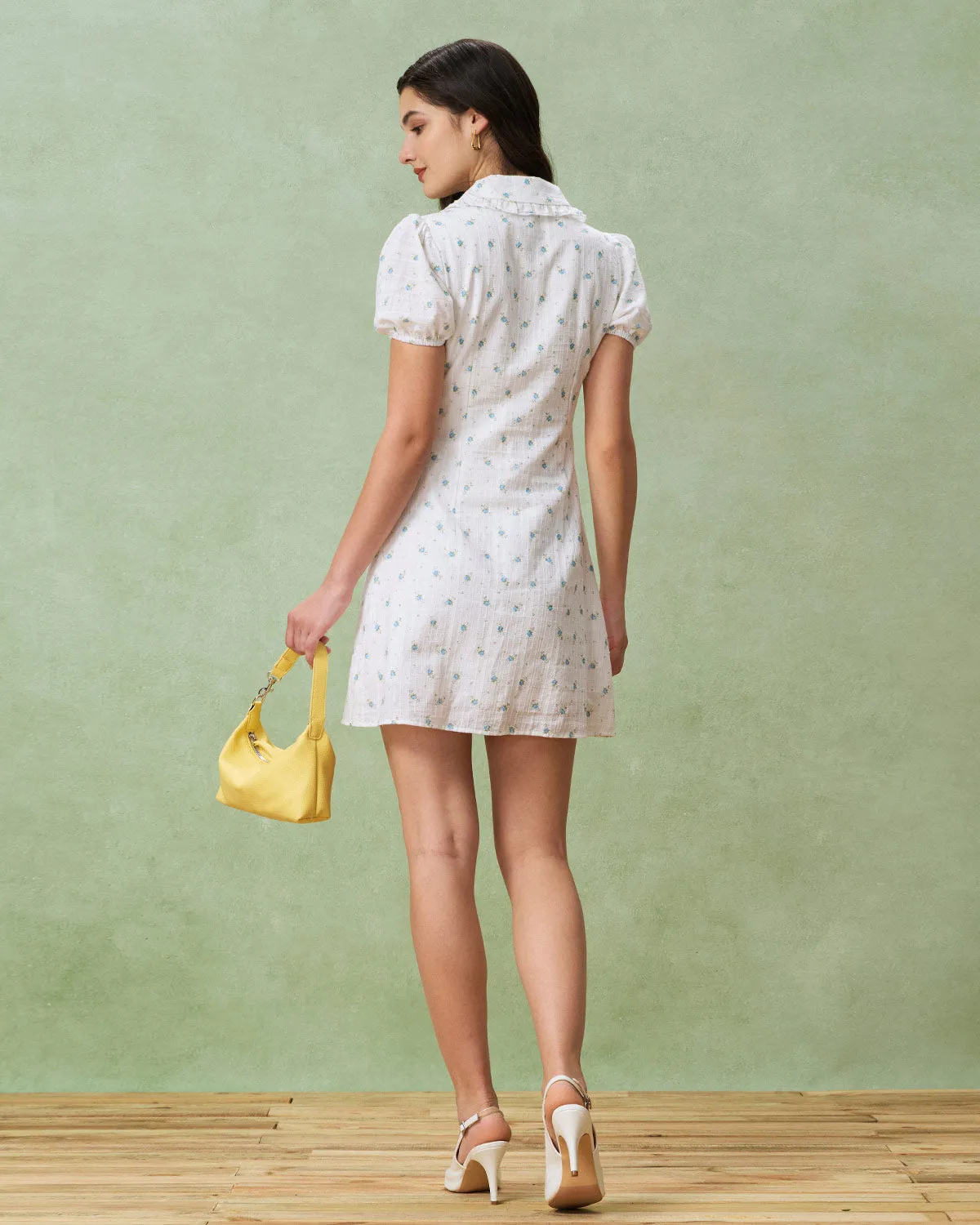 White Floral Chelsea Mini Dress sold by rihoas product image thumbnail 5