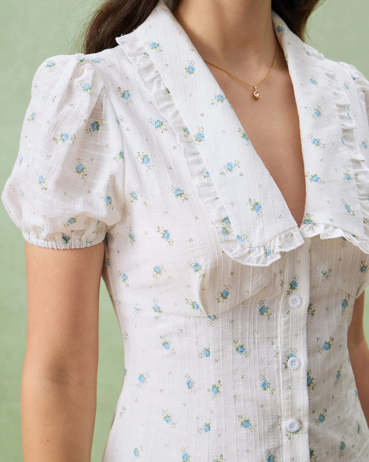 White Floral Chelsea Mini Dress sold by rihoas product image thumbnail 2