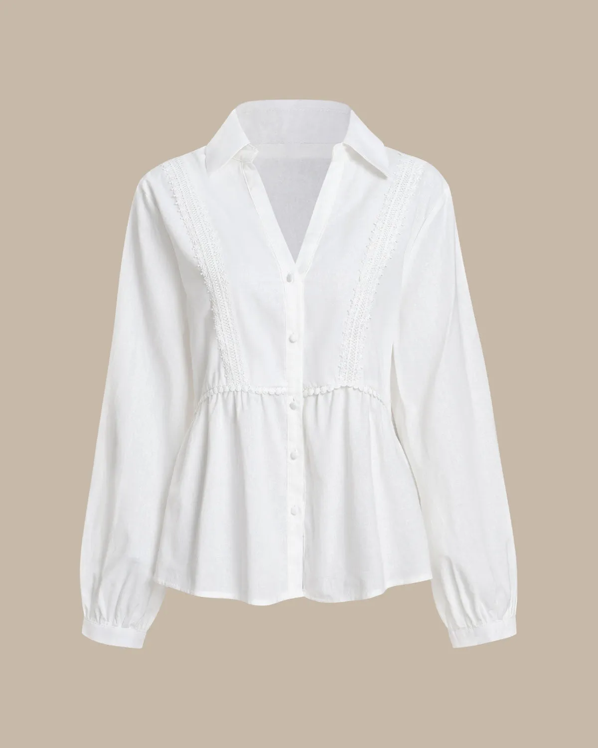 White Lace Pleated Shirt sold by rihoas