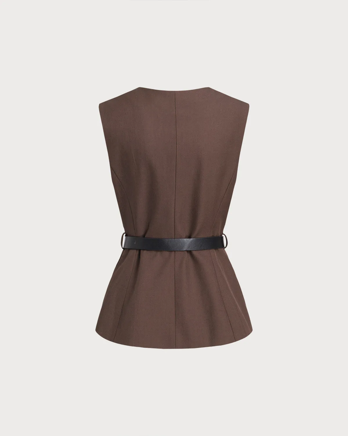 Brown Round Neck Button Vest sold by rihoas product image thumbnail 2