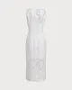 White Lace Boat Neck Midi Dress sold by rihoas