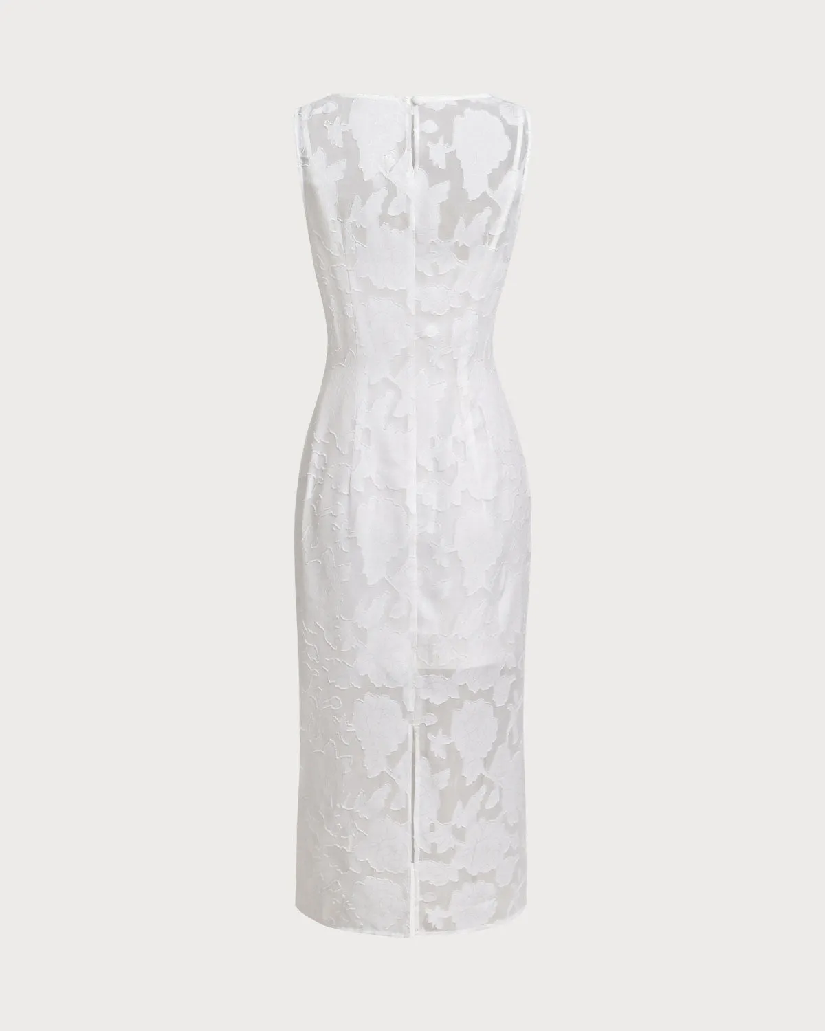 White Lace Boat Neck Midi Dress sold by rihoas product image thumbnail 2