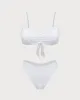 White Knitted Wave Textured Bikini Set sold by rihoas