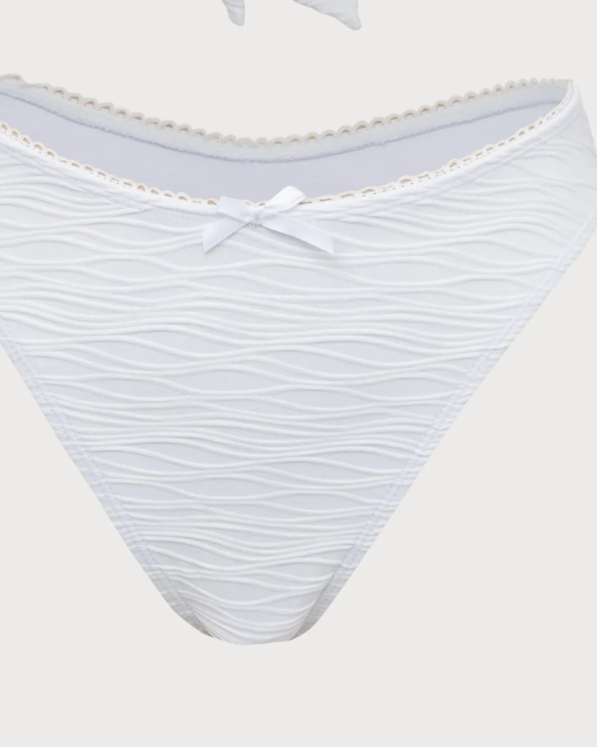White Knitted Wave Textured Bikini Set sold by rihoas product image thumbnail 4