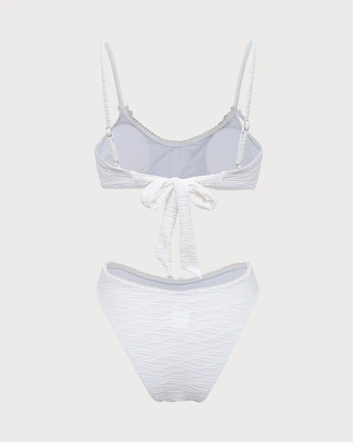 White Knitted Wave Textured Bikini Set sold by rihoas product image thumbnail 2