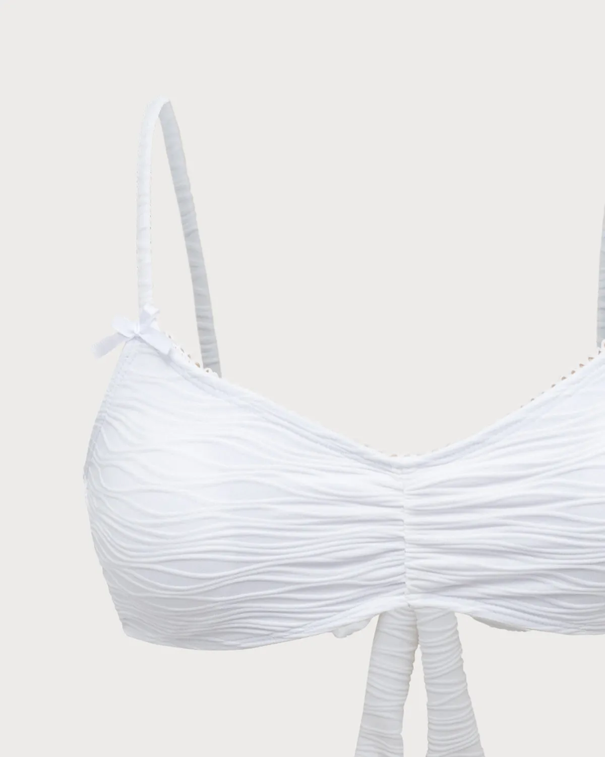 White Knitted Wave Textured Bikini Set sold by rihoas product image thumbnail 3