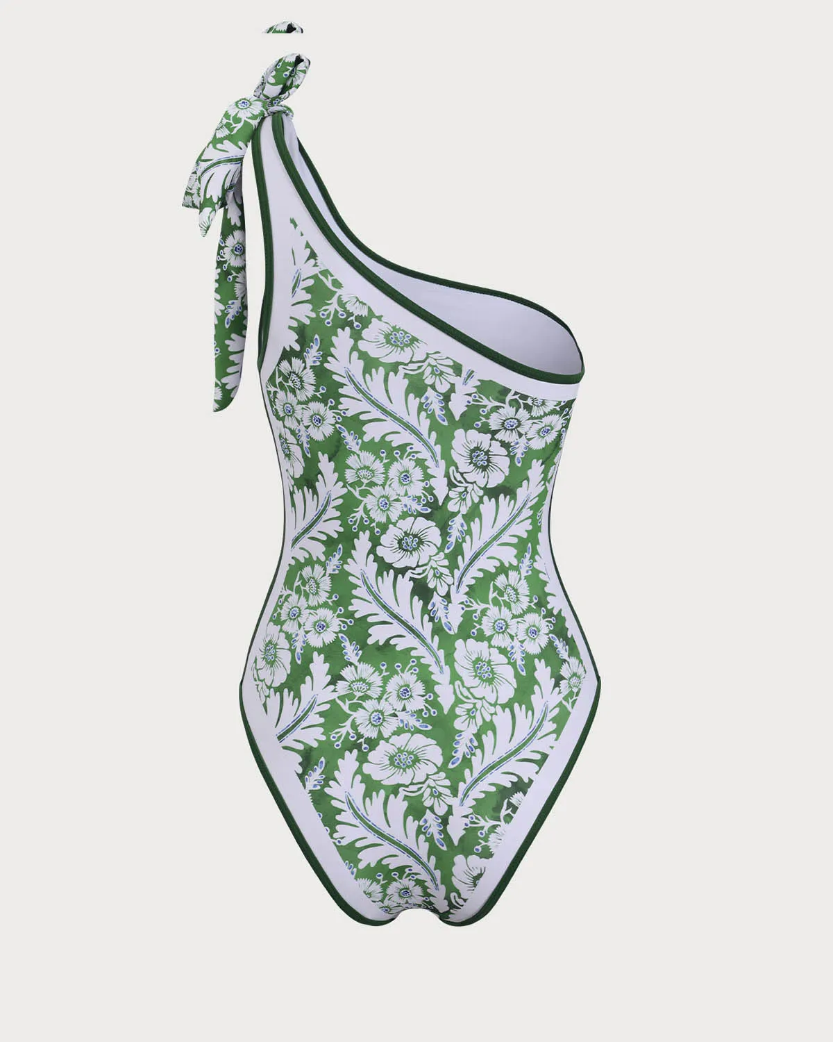 Green Contrast Flower Print One Piece Swimsuit sold by rihoas