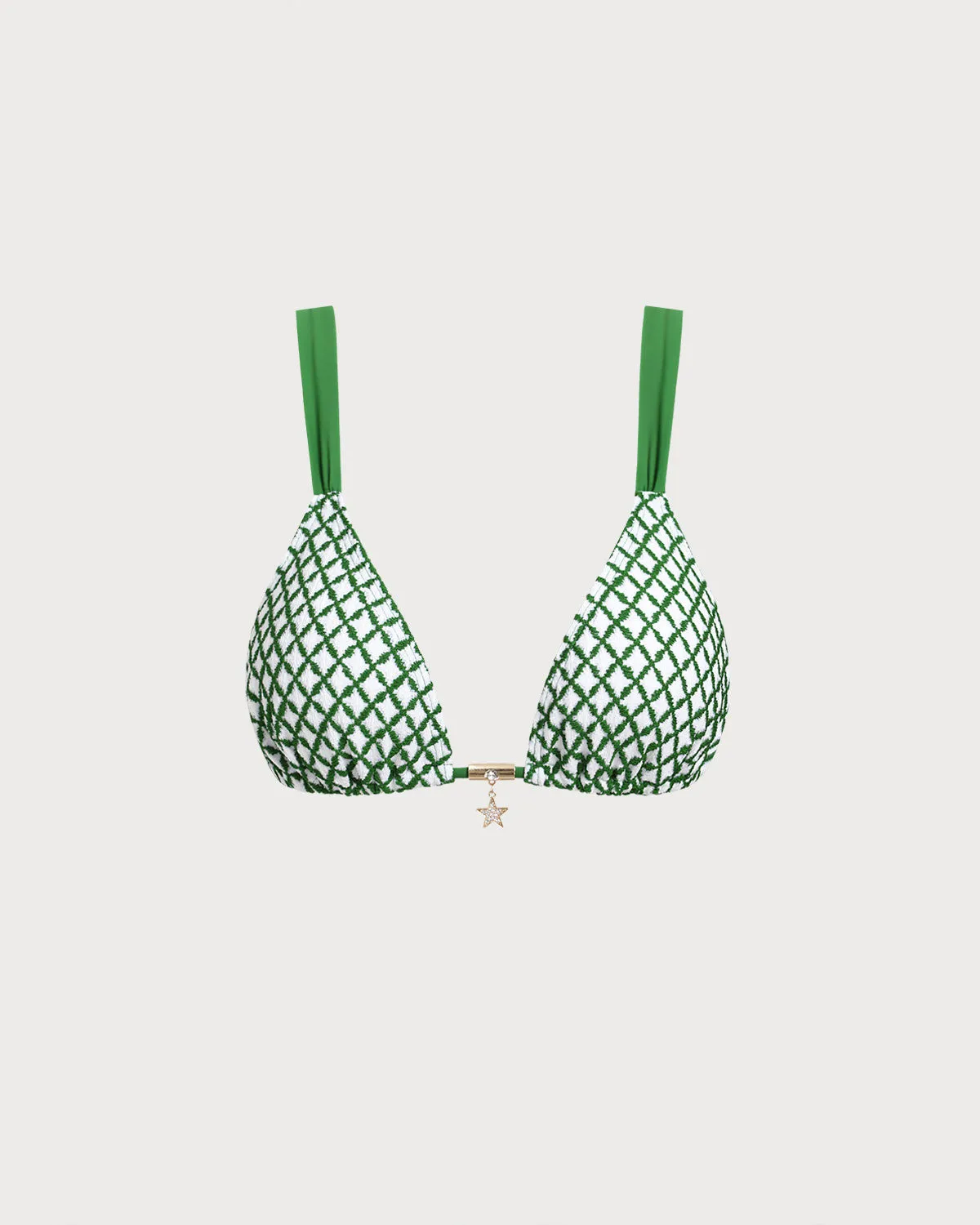 Green Plaid Triangle Bikini Top sold by rihoas