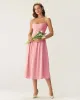 Pink Square Neck Pocket Slip Midi Dress sold by rihoas