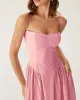 Pink Square Neck Pocket Slip Midi Dress sold by rihoas