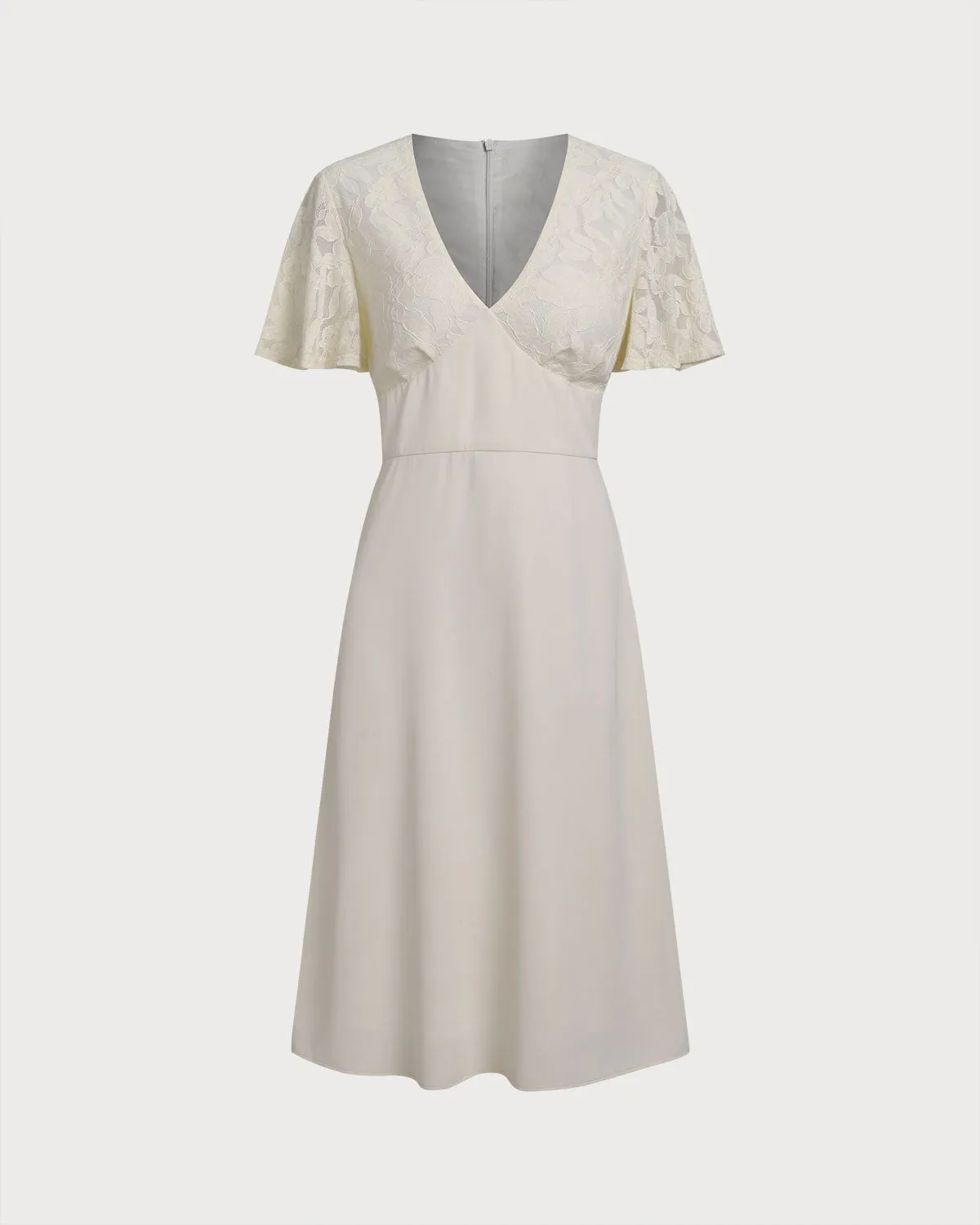 White Textured V-Neck Midi Dress sold by rihoas