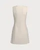 Yellow Round Neck Button Sleeveless Mini Dress sold by rihoas