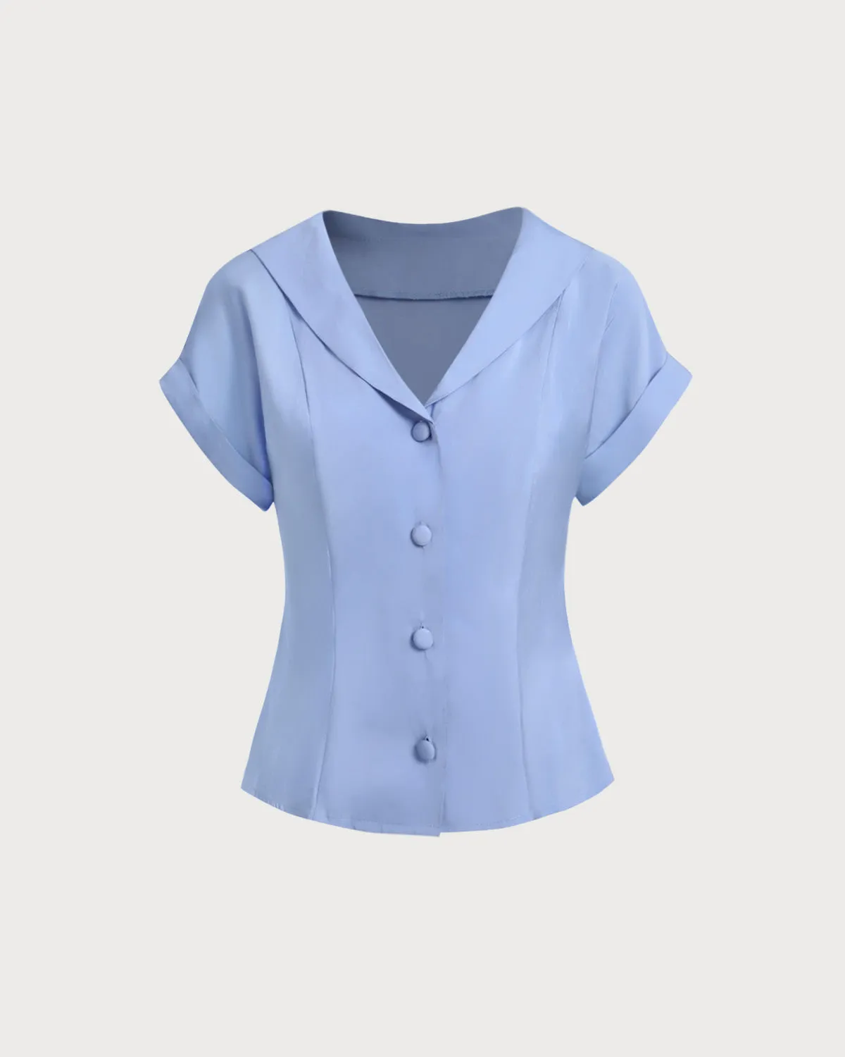 Blue Cowl Sleeve Button Shirt sold by rihoas