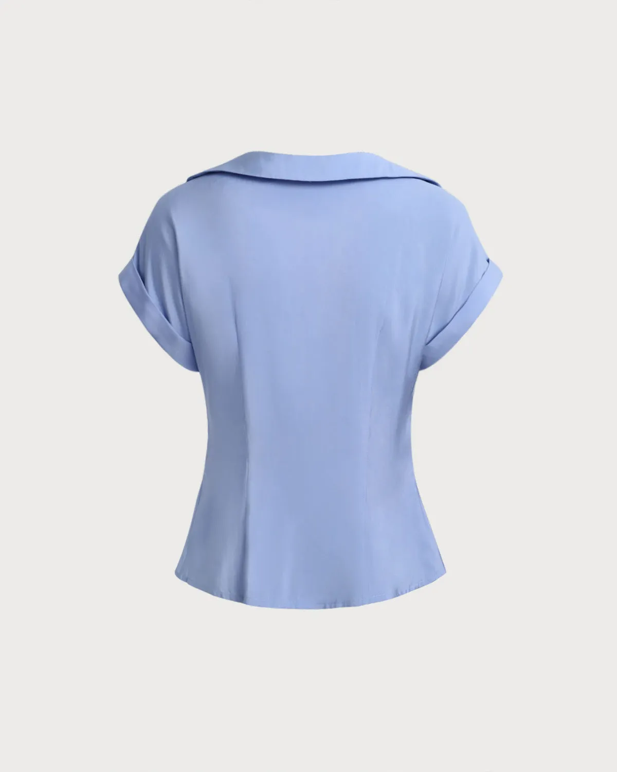 Blue Cowl Sleeve Button Shirt sold by rihoas product image thumbnail 2