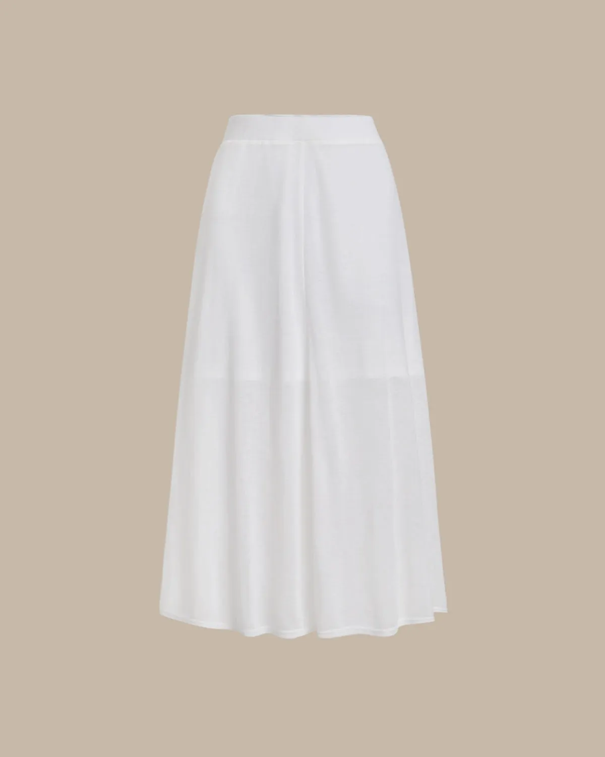 White Elastic Waist Straight Midi Skirt sold by rihoas