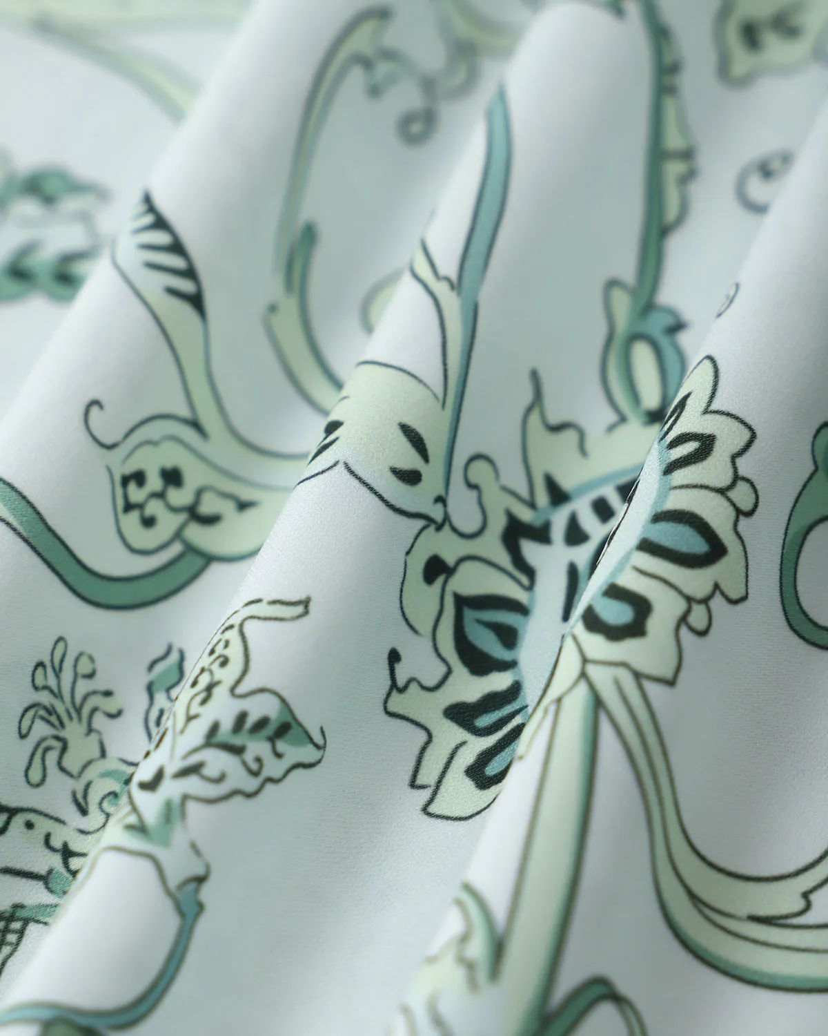 Green Floral Square Neck Ruched Midi Dress sold by rihoas product image thumbnail 3