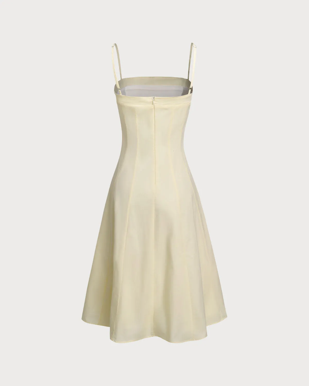 Yellow Pleated A-Line Slip Midi Dress sold by rihoas product image thumbnail 2